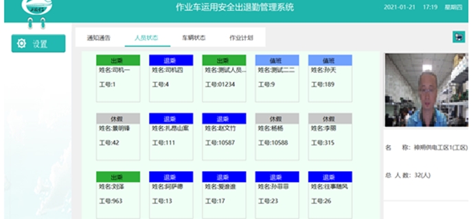 作业车运用安全出退勤管理系统